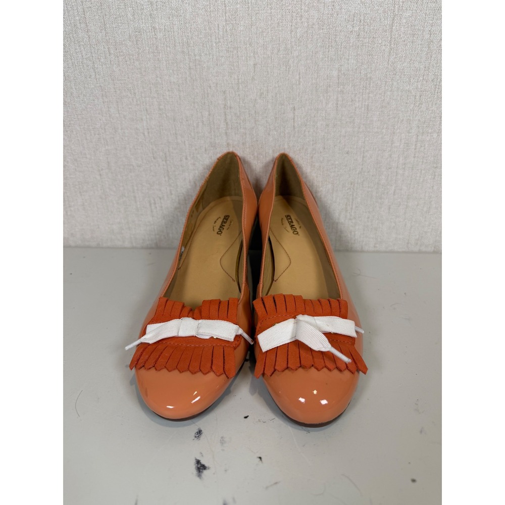 Sebago women shoes wedge heel pumps orange leather upper women sz 6b sample pair